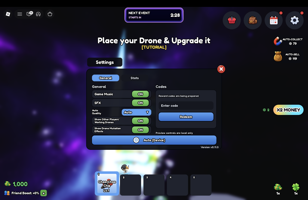 Mine A Planet Codes Redemption Menu