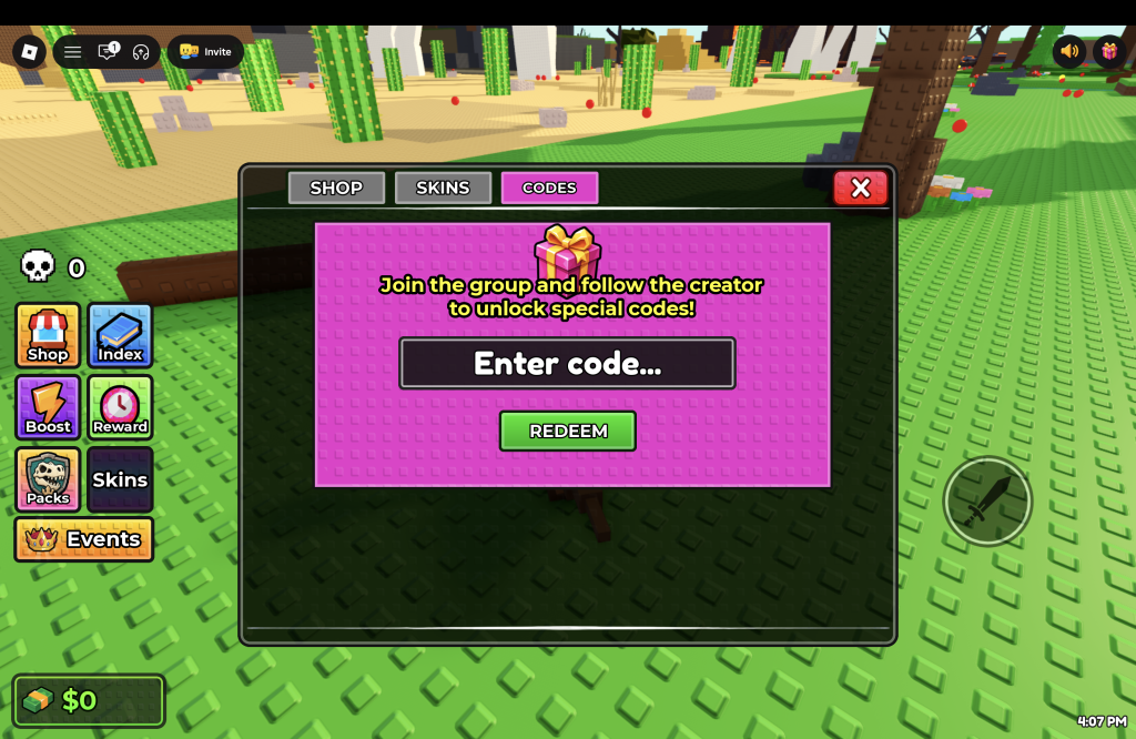 My Dino Life Codes Redemption Menu