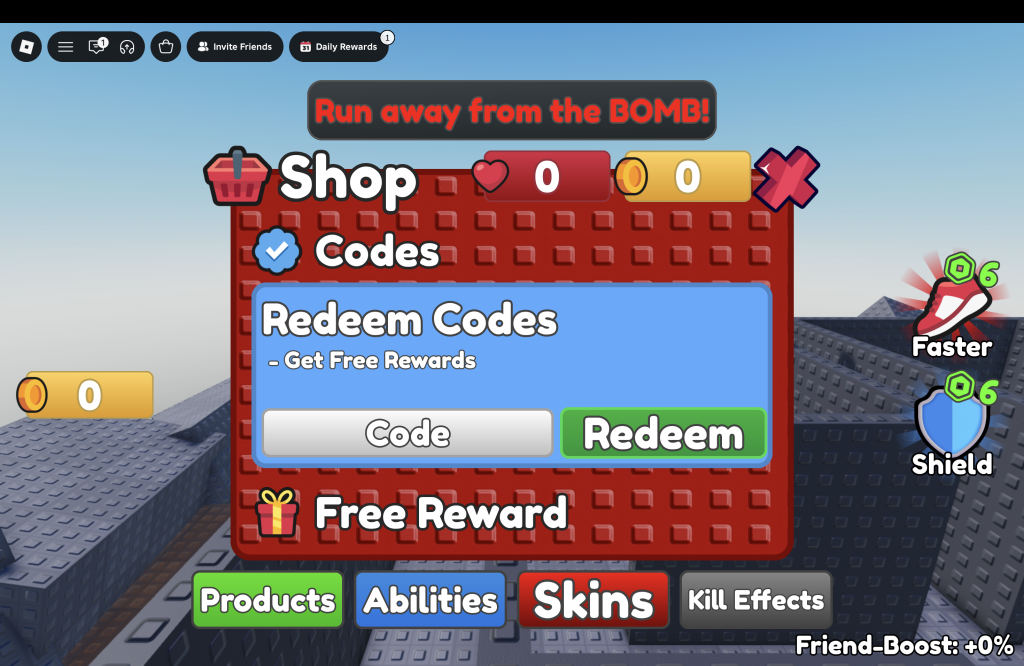 Pass Or Explode Codes Redemption Menu