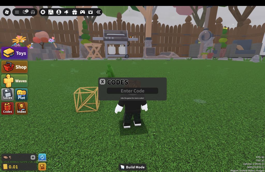 Toy Defense Codes Redemption Menu