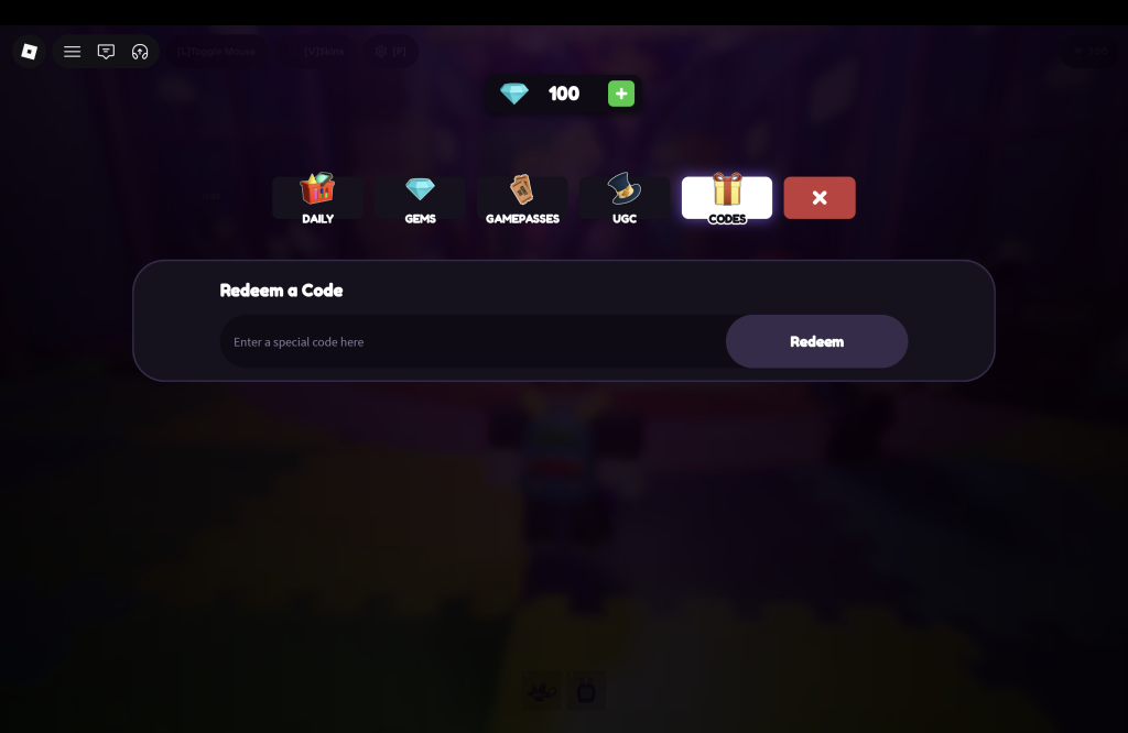 Wonderland Codes Redemption Menu