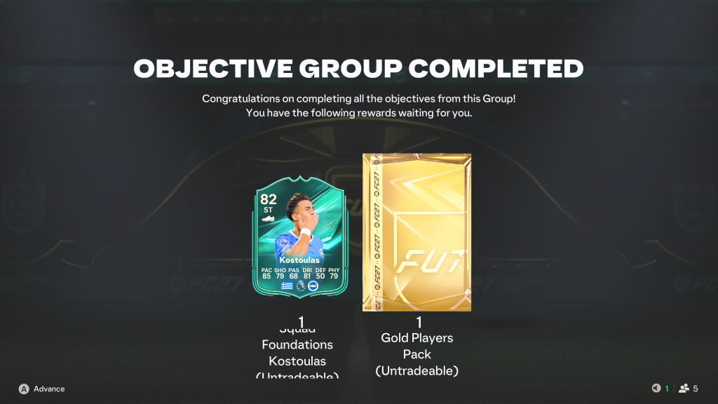 A rewards page in FC 27