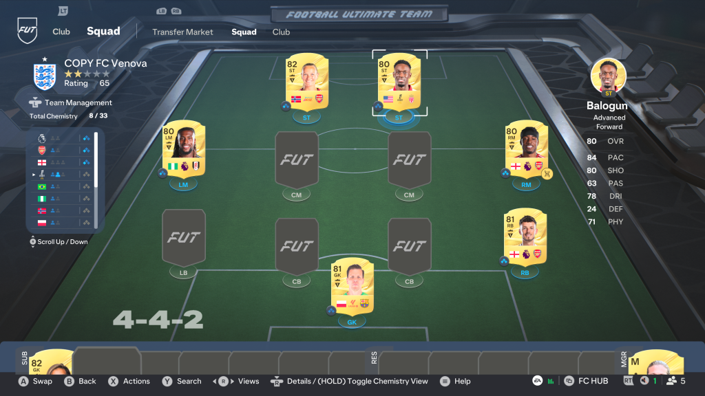 A squad under construction in EA FC 27