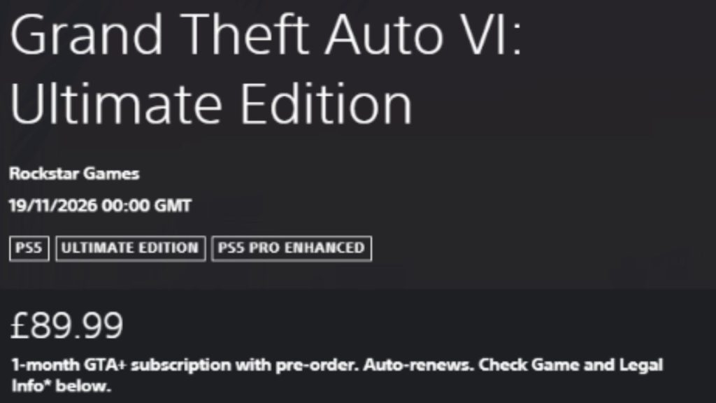 gta 6 listing ps store uk
