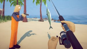 pointing gun at caught fish in how to fish