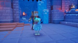 A player and a chicken in Minecraft Dungeons 2