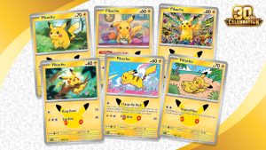 Pikachu cards in 30th anniversary