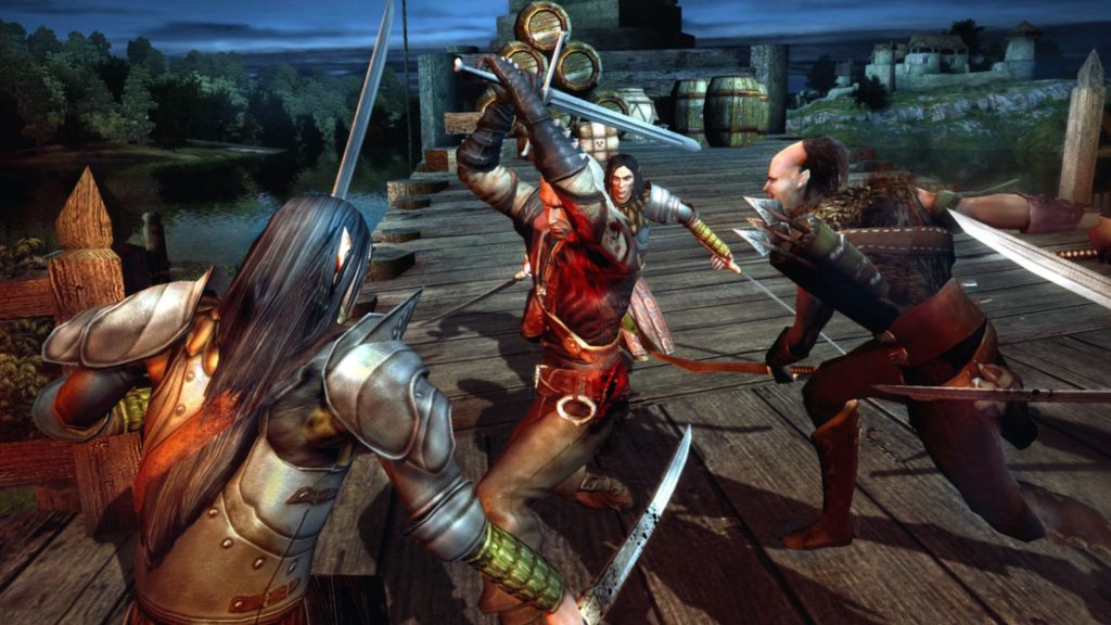 geralt in combat in the witcher