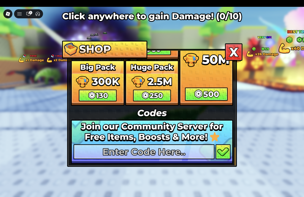 +1 Dino Evolution Codes Redemption Menu