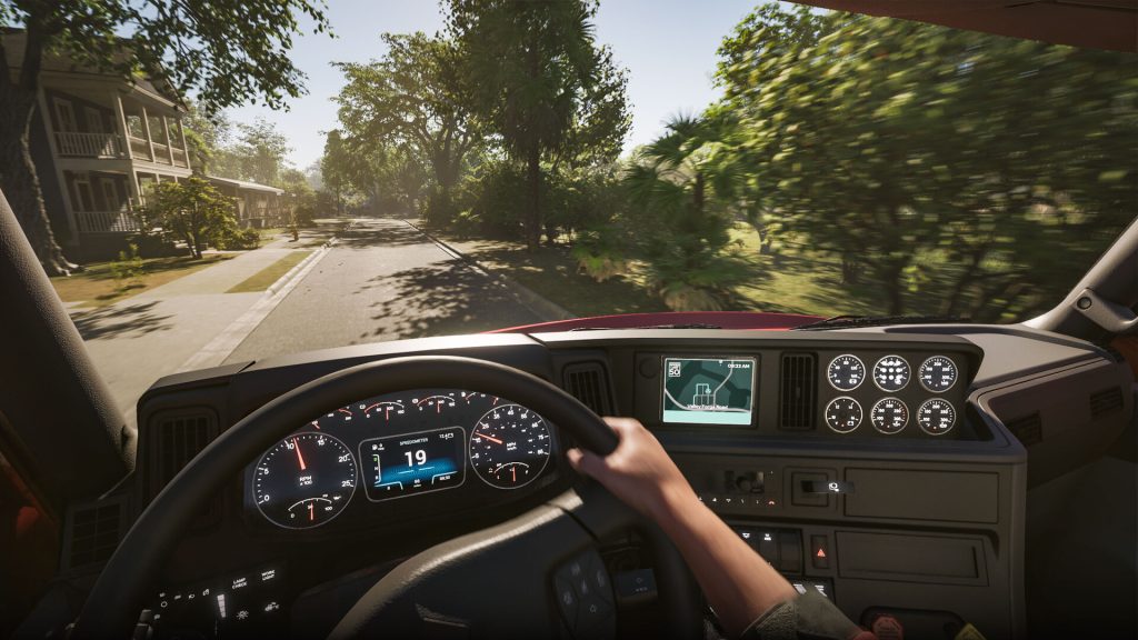 A cockpit view in Road Kings
