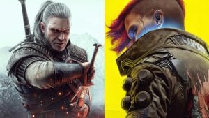 the witcher and cyberpunk 2077 art covers