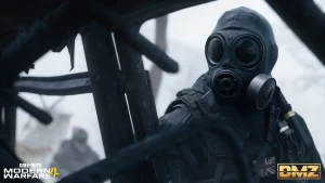 A close-up shot of a character in DMZ