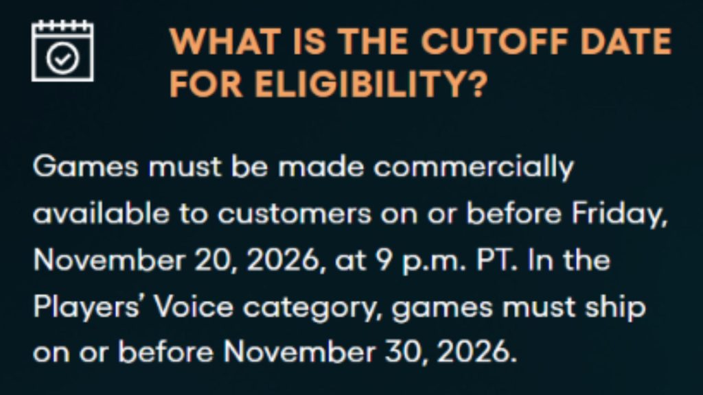 TGA 2026 criteria