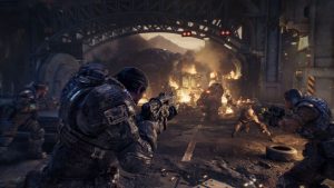 A fight against a Boomer in Gears of War: E-Day