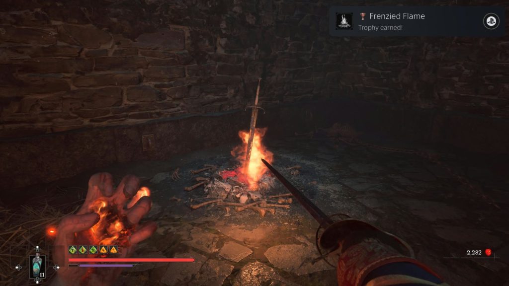 ignited bonfire in valor mortis