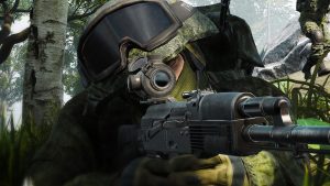 soldier aiming down weapon scope in squad