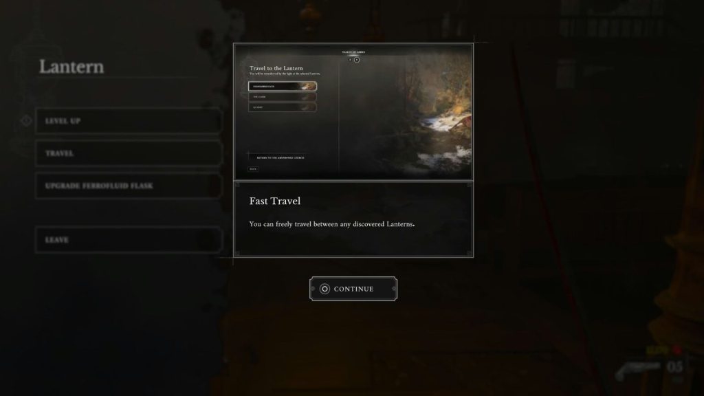 fast travel screen in valor mortis