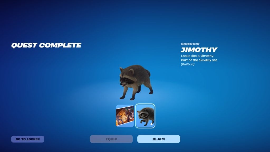Jimothy the Raccoon Fortnite Sidekick