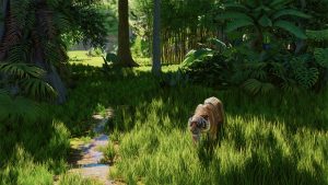 A tiger in a Wildlife Reserve in Planet Zoo 2