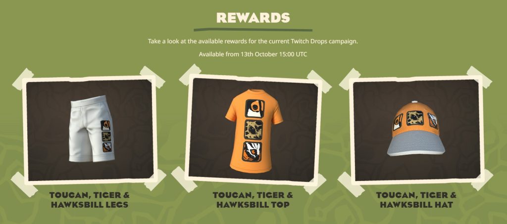 A selection of Twitch Drops for Planet Zoo 2