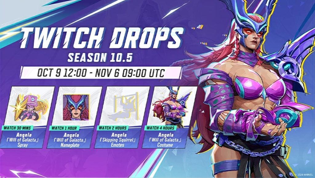 An image showing Twitch Drops for Marvel Rivals Season 10.5