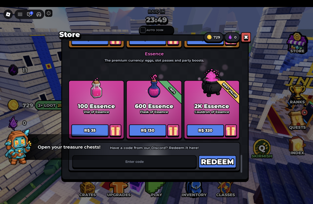 Survive The Swarm Codes Redemption Menu